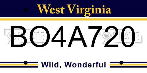 BO4A720 West Virginia License Plate