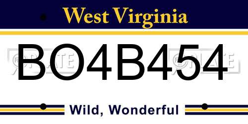BO4B454 West Virginia License Plate