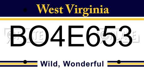 BO4E653 West Virginia License Plate