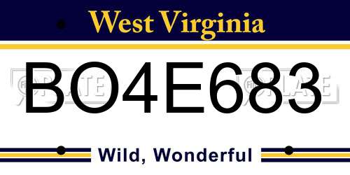 BO4E683 West Virginia License Plate