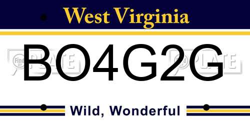 BO4G2G West Virginia License Plate