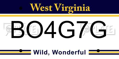 BO4G7G West Virginia License Plate