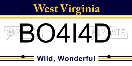 BO4I4D West Virginia License Plate