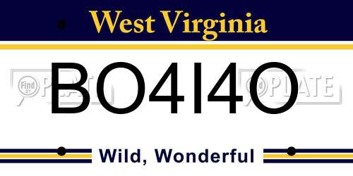BO4I4O West Virginia License Plate