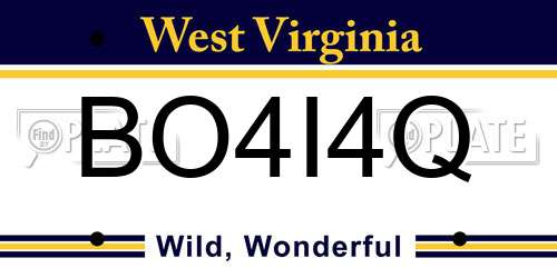 BO4I4Q West Virginia License Plate