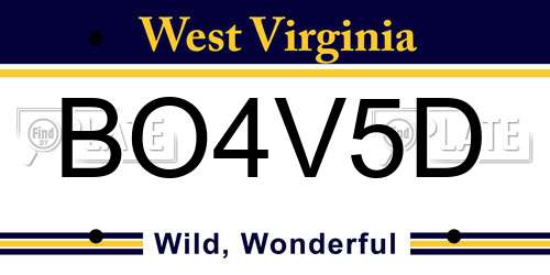 BO4V5D West Virginia License Plate