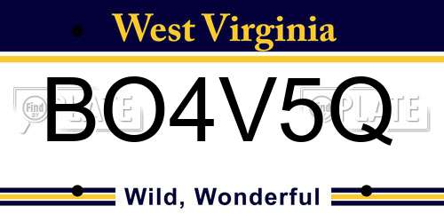 BO4V5Q West Virginia License Plate