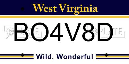 BO4V8D West Virginia License Plate