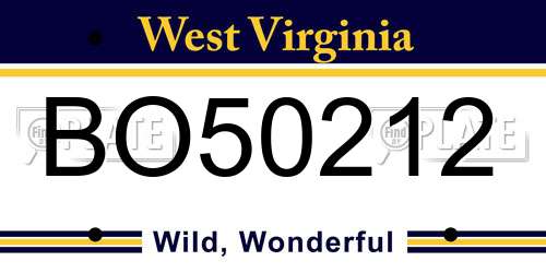BO50212 West Virginia License Plate