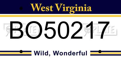 BO50217 West Virginia License Plate