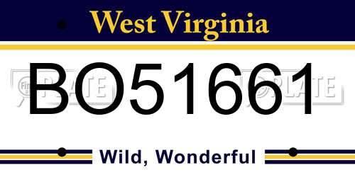 BO51661 West Virginia License Plate