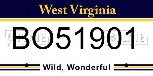 BO51901 West Virginia License Plate