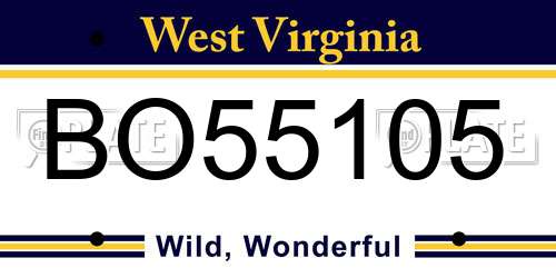 BO55105 West Virginia License Plate