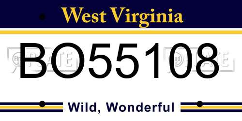 BO55108 West Virginia License Plate