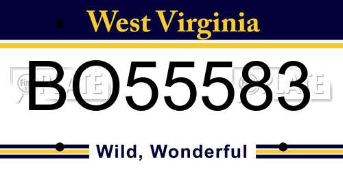 BO55583 West Virginia License Plate