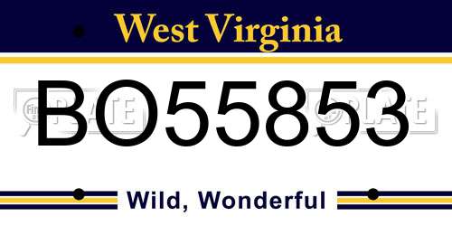 BO55853 West Virginia License Plate