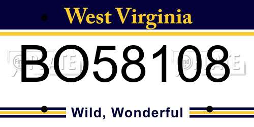 BO58108 West Virginia License Plate