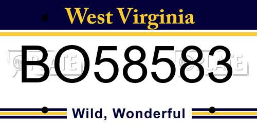 BO58583 West Virginia License Plate