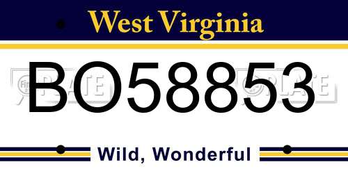 BO58853 West Virginia License Plate