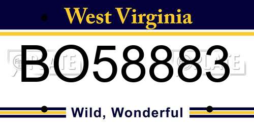 BO58883 West Virginia License Plate