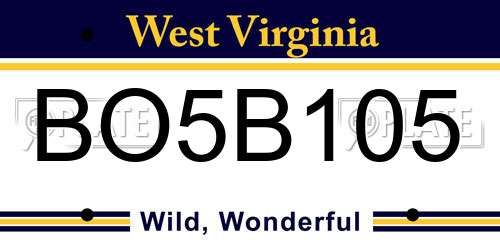 BO5B105 West Virginia License Plate