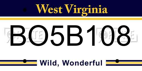 BO5B108 West Virginia License Plate