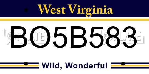 BO5B583 West Virginia License Plate