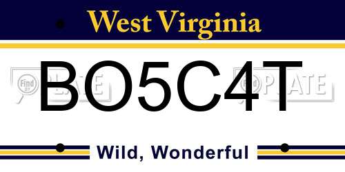 BO5C4T West Virginia License Plate