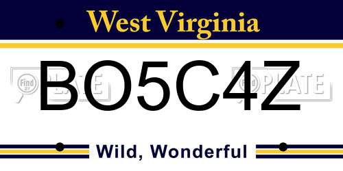BO5C4Z West Virginia License Plate