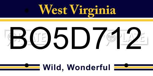 BO5D712 West Virginia License Plate