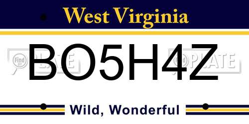 BO5H4Z West Virginia License Plate