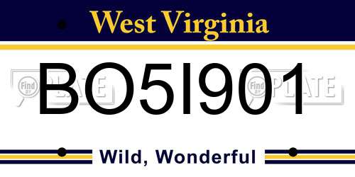 BO5I901 West Virginia License Plate