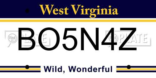 BO5N4Z West Virginia License Plate