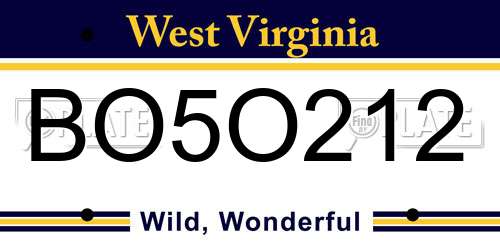 BO5O212 West Virginia License Plate