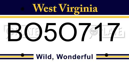 BO5O717 West Virginia License Plate