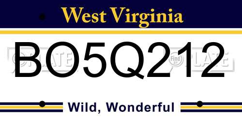 BO5Q212 West Virginia License Plate