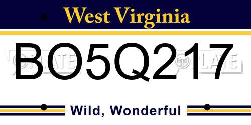 BO5Q217 West Virginia License Plate
