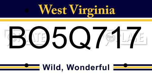 BO5Q717 West Virginia License Plate