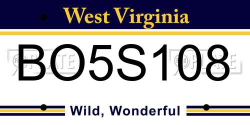 BO5S108 West Virginia License Plate