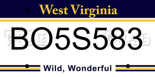 BO5S583 West Virginia License Plate