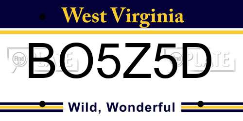BO5Z5D West Virginia License Plate