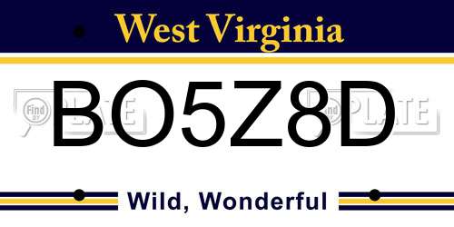 BO5Z8D West Virginia License Plate