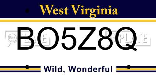 BO5Z8Q West Virginia License Plate