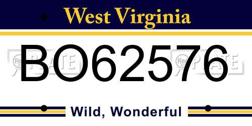 BO62576 West Virginia License Plate