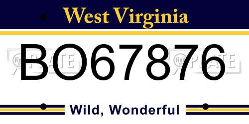 BO67876 West Virginia License Plate
