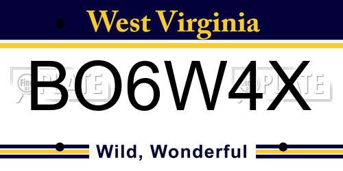 BO6W4X West Virginia License Plate