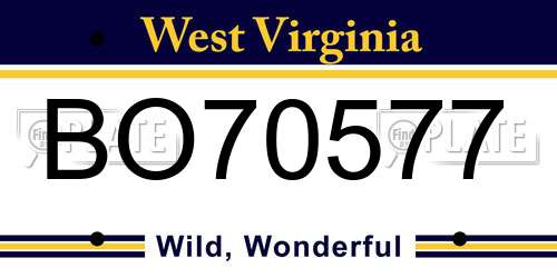 BO70577 West Virginia License Plate