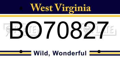 BO70827 West Virginia License Plate