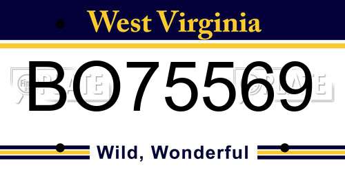 BO75569 West Virginia License Plate