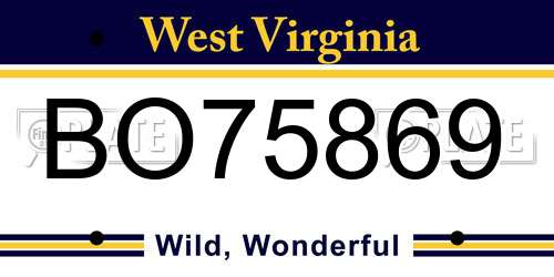 BO75869 West Virginia License Plate